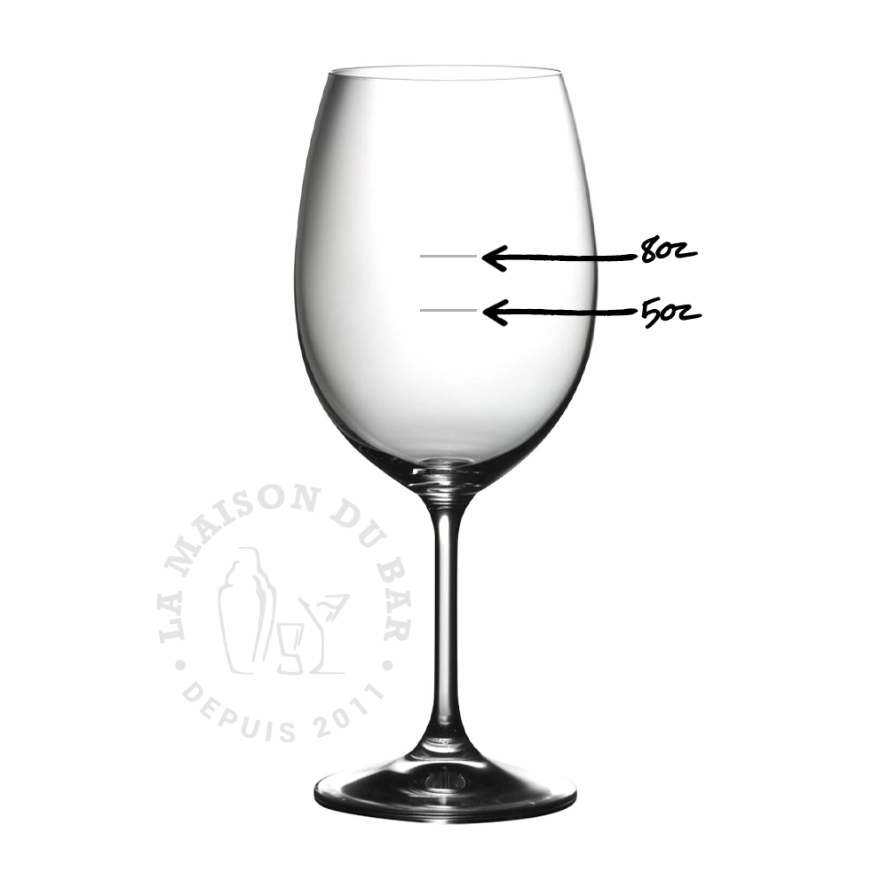 Verre à vin gravé 16oz avec ligne de quantité (bte 24)