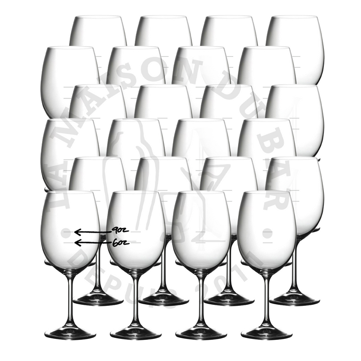 Verre à vin gravé 16oz avec ligne de quantité (bte 24)