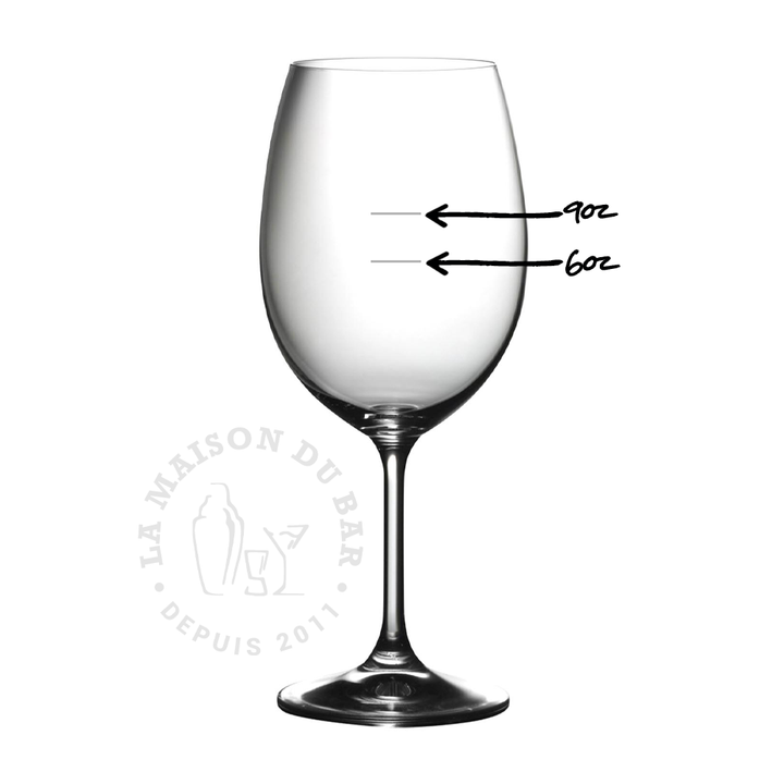 Verre à vin gravé 16oz avec ligne de quantité (bte 24)